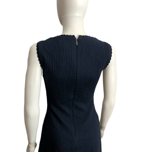 NWT Rebecca Taylor Navy Sleeveless Textured Chevron Dress 2 - Picture 7 of 7